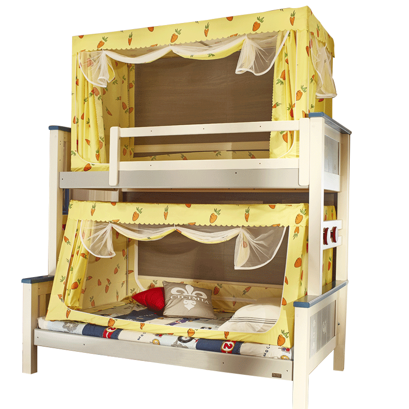 子母床蚊帐上下铺梯形1.5米儿童上下双层床1.2m遮光家用书架款