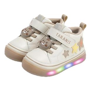 泰兰尼斯闪灯鞋秋季新款童鞋男童发光鞋防滑休闲运动鞋女童学步鞋