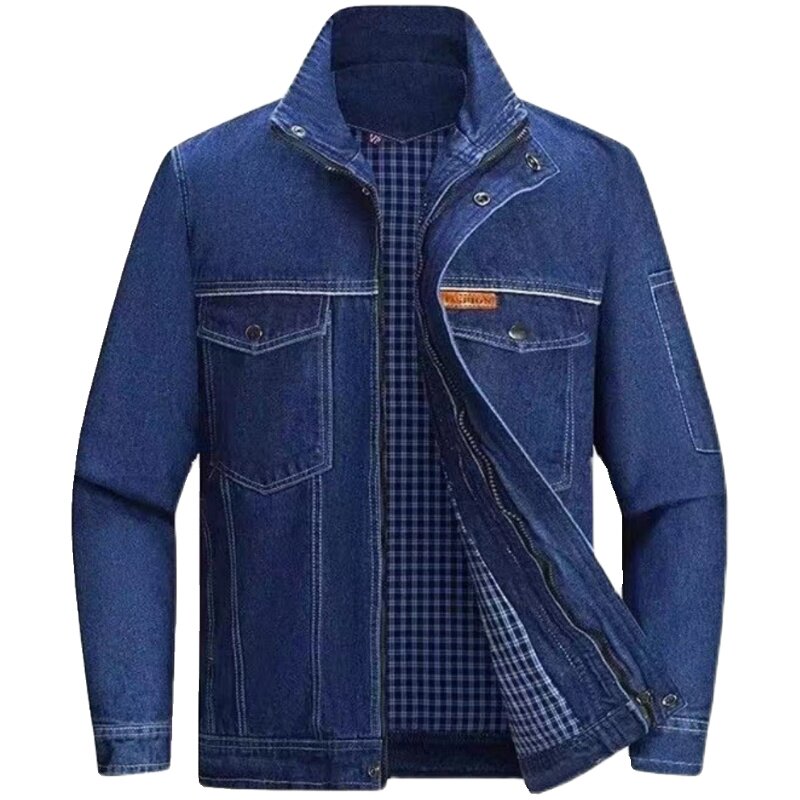 双层加厚纯棉牛仔工作服套装男耐磨防烫劳保服电工电焊工汽修工装