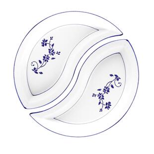 陶瓷太极盘青花瓷双鱼盘拼盘餐具组合盘分格餐盘分开双拼鸳鸯盘子