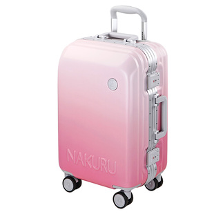 NAKURU粉色渐变旅行箱小清新铝框密码箱女29寸大容量万向轮拉杆箱