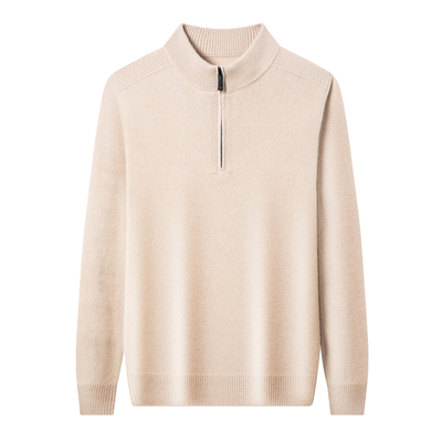 春竹世家男士纯山羊绒衫2025秋冬季新款半高拉链领加厚针织衫毛衣