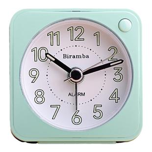 Biramba日韩静音扫秒创意床头时尚出口带夜灯考研迷你小闹钟