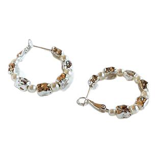 碎银子珍珠耳环圈圈2026新款高级感气质耳圈女小众独特耳扣耳饰品