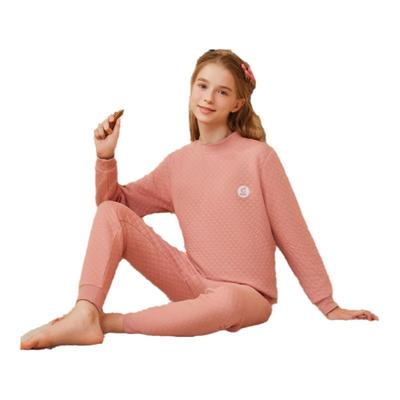 顶瓜瓜儿童保暖内衣套装女童纯棉中大童三层夹棉秋衣秋裤加厚冬新