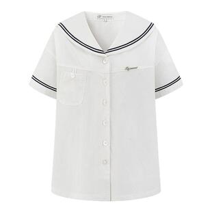 东京岁时记JK制服日系水手服上衣女海军领短袖衬衫修身原创衬衣女