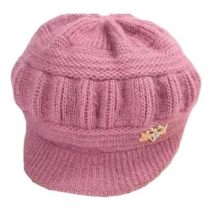 秋冬季帽子女款时尚南瓜帽加绒加厚妈妈帽中老年人保暖针织毛线帽