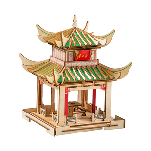 爱晚亭 积木质3d立体拼图古代建筑3一6岁儿童益智玩具手工diy礼物