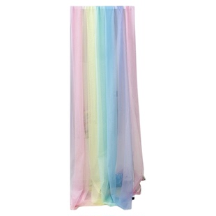 彩虹色吊顶纱幔网纱布料 生日婚庆场景舞台背景布置多巴胺彩色纱