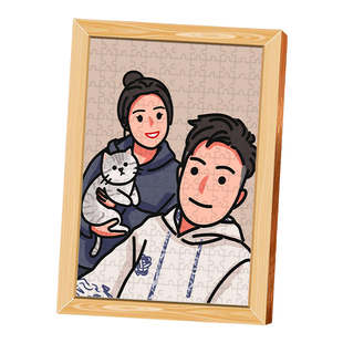 照片DIY定制结婚卡通相框拼图情侣纪念日女友人像生日礼物女神节