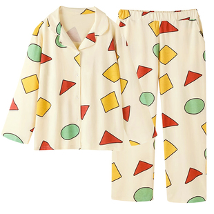 蜡笔小新睡衣男女春秋季纯棉长袖两件套2025年新款情侣家居服夏天