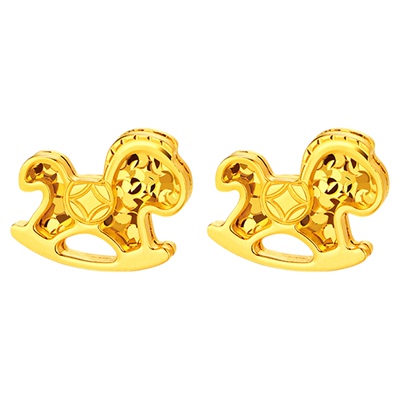金至尊摇钱小木马黄金耳钉新款生肖马足金耳钉单只生日礼物送老婆