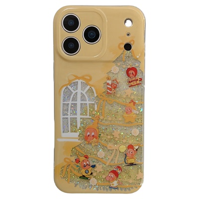 jze 冬日可爱闪粉圣诞树星星小人适用苹果17ProMax手机壳iphone15新款16pro女13带挂绳15pro双层14防摔保护套