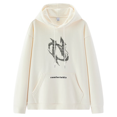 森马街头印花加绒宽松连帽卫衣男