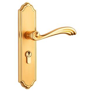 格林美域 美式简约黄铜室内金色卧室门锁 欧式房门锁仿古木门锁