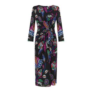 DVF2025秋冬新款浮华之花腰扭结网纱连衣裙DL3T001