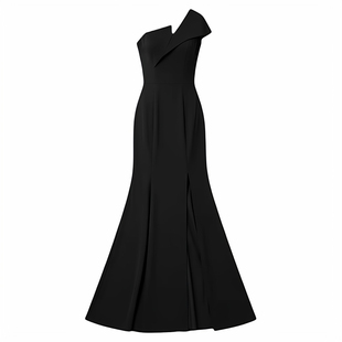 优雅单肩黑色长裙女法式修身显瘦宴会晚礼服高级感party鱼尾裙