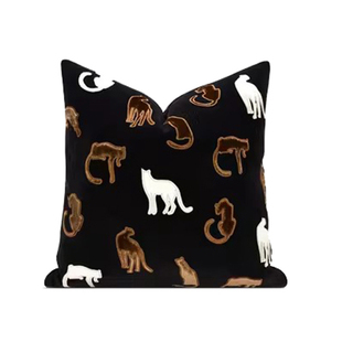 意式轻奢真丝绒高级金钱豹黑金系列罗马创意设计沙发客厅抱枕靠垫