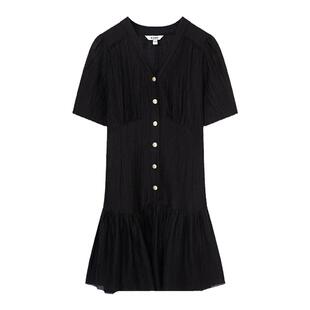 【莱赛尔】Eland衣恋连衣裙女泡泡袖收腰荷叶边裙子夏