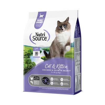 【可选小颗粒】NutriSource甄萃优质蛋白鸡肉三文鱼成猫幼猫猫粮