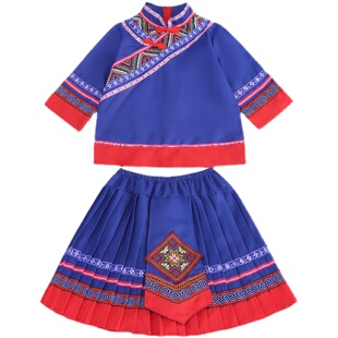 新款儿童布朗族男女少数民族表演服幼儿学生布朗族舞蹈演出服装