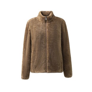 2025秋冬季新款加绒立领韩版宽松简约时尚百搭摇粒绒外套气质开衫