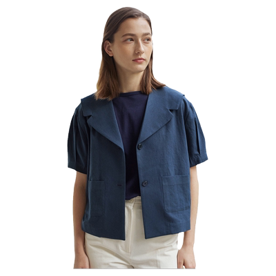 个性设计感海军领短袖衬衫外套