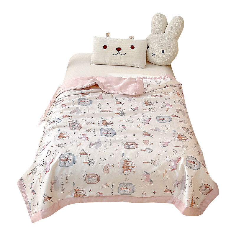 夏季儿童夏凉被凉感冰丝a类母婴级可机洗幼儿园莱赛尔天丝空调被