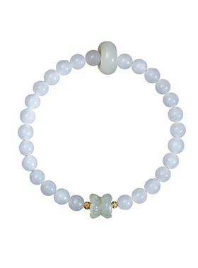 善起圆善和田玉双头莲花手串男女和田玉跑环手链温柔古典水墨丹青