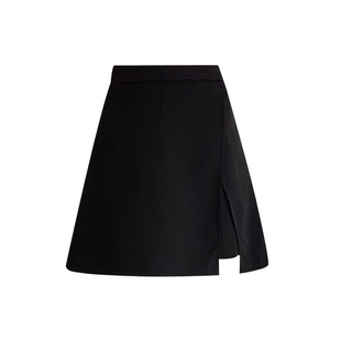 黑色不规则开叉西装短裙夏季女高腰大码胖mm梨形身材a字半身裙子