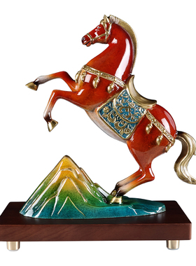 招财全铜马摆件中式唐马