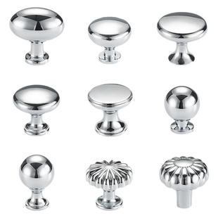 银色圆形拉手现代简约橱柜子抽屉衣柜门鸽子蛋法式高级感单孔把手