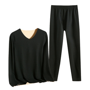 雅鹿保暖内衣男士套装抗菌发热自打底加绒德加厚男款秋衣秋裤冬季