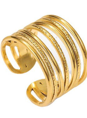 千丝万缕宽版镂空戒指开口可调节