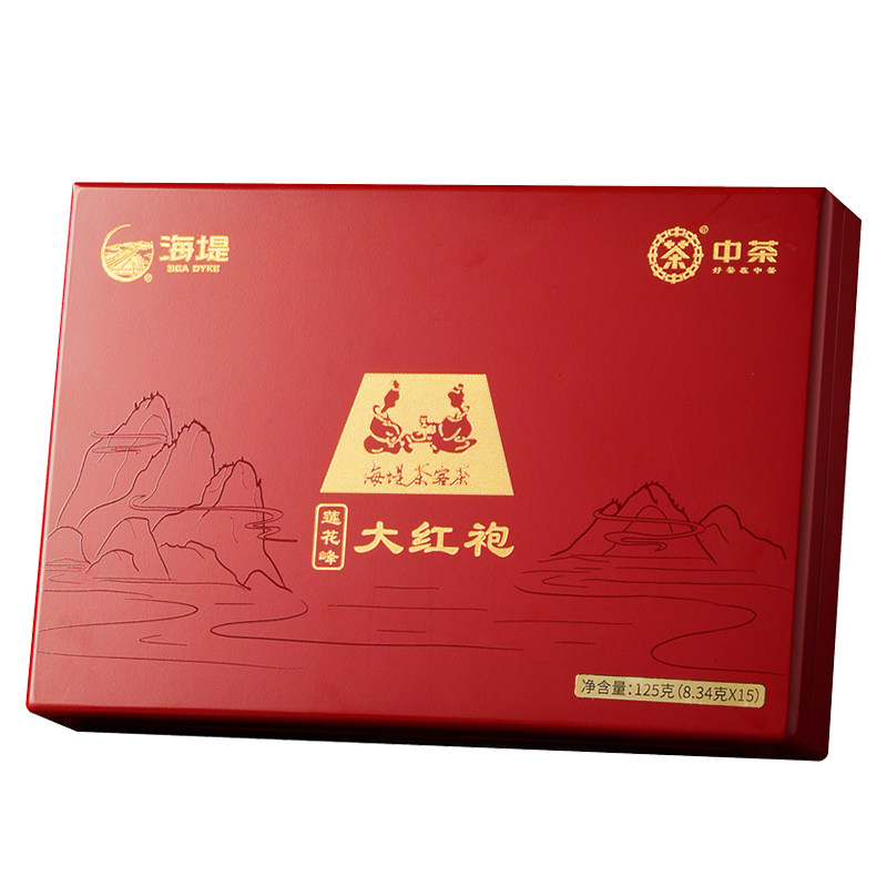 海堤旗舰店茶客茶大红袍100克/盒中火烘焙AT056莲花峰大红袍12泡