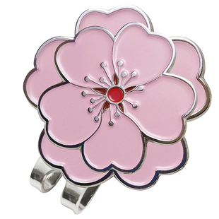 高尔夫帽夹粉色花马克带磁铁帽夹花两用球位标Golf Mark球位置标