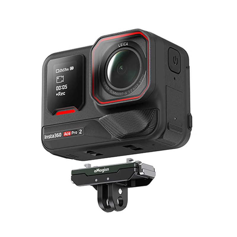 aMagisn阿迈适用影石Insta360 AcePro2磁吸快拆底座双接口金属快拆转接底座配件