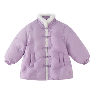 [三防抑菌蓄温]女童羽绒服大童保暖加厚外套儿童国风红色宝宝冬装