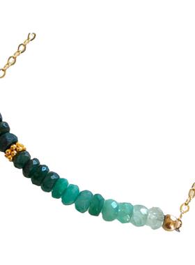 纯银黄金填充女天然祖母绿项链