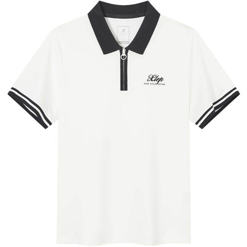 特步半拉链POLO衫女2026年夏季新款运动服休闲短袖女974228020144