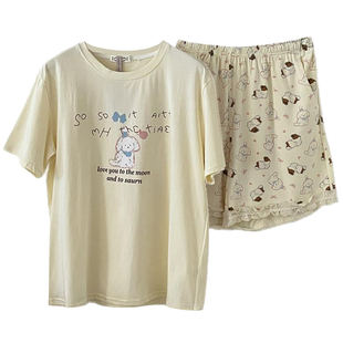 短袖睡衣女款2026新款夏季纯棉薄款初高中学生少女卡通家居服套装
