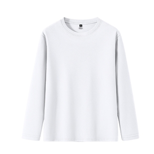 班尼路白色打底衫男秋冬季双面绒磨毛圆领内搭保暖秋衣长袖t恤男A