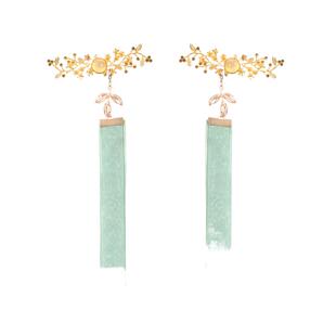 古风发冠后压发簪子百搭古风汉服明制长流苏典雅飘带发带顶夹套装