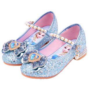 女童皮鞋爱莎公主鞋洋气儿童高跟鞋模特走秀花童礼服鞋演出水晶鞋