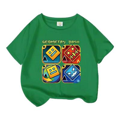 几何冲刺纯棉男女童短袖T恤