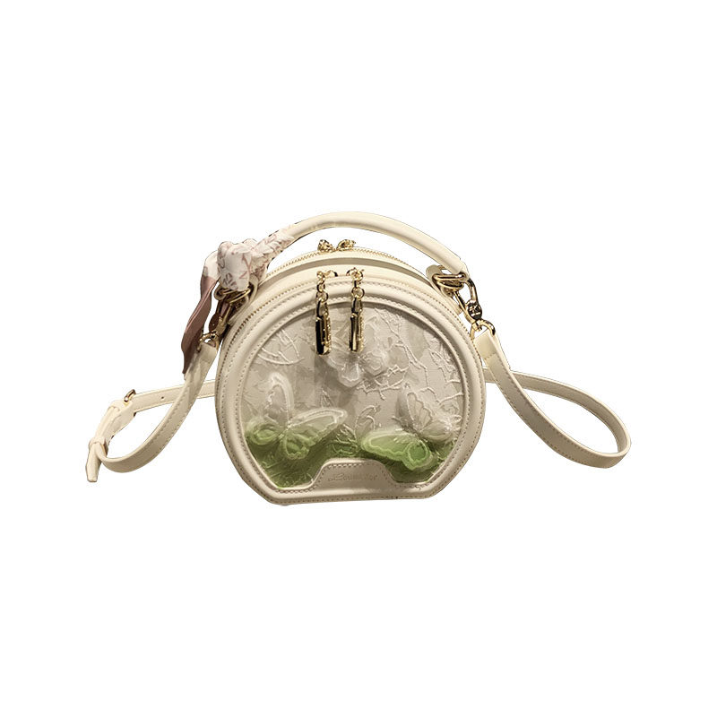 香港品牌包包2026新款女士洋气单肩白色斜挎包精致上班手提小圆包