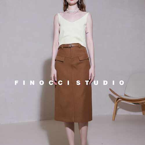FINOCCI2024春季新款高品质羊毛斜纹袋盖…