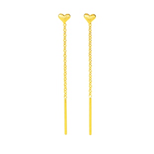 黄金耳线999足金正品小爱心2025新款短款流苏按克耳链耳饰纯金女