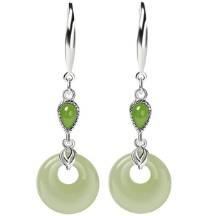 宫里上新和田玉耳饰女纯银玉石耳环新中式耳钉耳坠生日礼物送妈妈