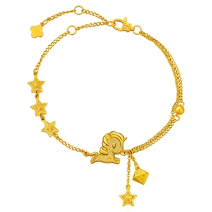 金至尊IP联名款tokidoki黄金手链Stellina独角兽生肖马年5G金手链